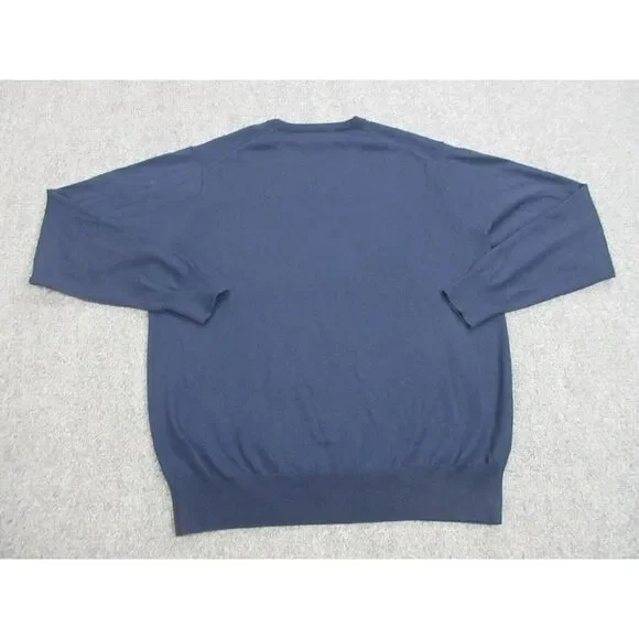 Peter Millar Sweater Mens Large Blue Merino‎ Wool Silk V Neck Casual Preppy Golf